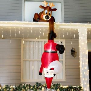 Joiedomi 8 FT Hanging Christmas Inflatables Decoration, Christmas Inflatable Reindeer and Climbing Santa, Blow Up Inflatable with Build-in LED for Xmas Party Indoor, Outdoor, Yard, Garden, Lawn Decor