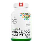 PlantVital Whole Food MULTIVITAMIN: Daily Vitamins for Men and Women - Made in Canada - 56 Superfoods, Probiotics, and Digestive Enzymes - Vegan and Non-GMO - Dairy, Soy, and Gluten Free - 90 Tablets
