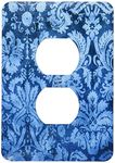 3dRose LSP_32493_6 Decorative Vintage Floral Wallpaper Blue 2 Plug Outlet Cover