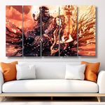 Casperme Shiv Parvati Wall Painting Big Size Framed For Living Room, Bedroom, Office & Wall Decor, Hindu God, Religious & Traditional Home Decor, Set of 5, 48 x 30 inches (127 x 76 cm)