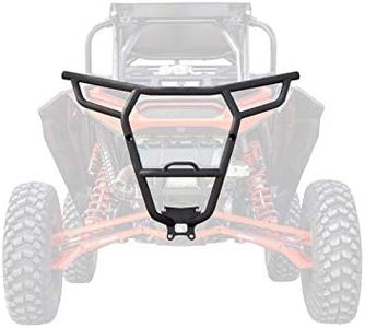 SuperATV Rear Bumper for 2018-2021 Polaris RZR XP Turbo S / 2019-2021 RZR XP 4 Turbo S - Wrinkle Black - UV Resistant Powder Coating - Made of Heavy Duty Steel Tubing - Built-In Tow Point