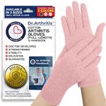 Doctor Developed Arthritis Gloves With Doctor Handbook - Compression Gloves for Arthritis & Hand Pain Relief - Arthritis Gloves for Women - Full Gloves for Arthritis for Women/Men (M, Pink)