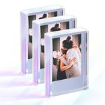 Instax Mini Film Photo Frames 2x3, Polaroid Picture Frame, Mini Instant Photo Frames for Fujifilm & Polaroid Film, Small Iridescent Acrylic Picture Frames, Polaroid Holder Frame for Photos (3 Pack)