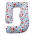 COOZLY G Shape Belly Back Pregnancy Pillow | G Shape Maternity Pillow with 100% Cotton Removable Covers | G Pregnancy Sleeping Pillow (Blue Flora)