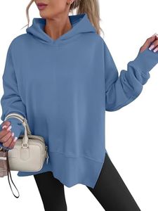 ANRABESS Hoodies for Women Oversized Thumb Hole Sweatshirts,Sky Blue,XS