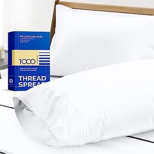 1000 Thread Count 100% Egyptian Cotton Pillow Cases, White King Pillowcase Set of 2, Long-Staple Combed Pure Natural 100% Cotton Pillows for Sleeping, Soft & Silky Sateen Weave Bed Pillow Cover