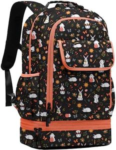 Leaper Cute School Backpack for Girls Water-resistant Double Deck Insulated Lunch Bag Women Laptop Backpack Travel Daypack, Black-rabbit [8026]