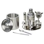 Artigee Cocktail Set - 9 Piece Stainless Steel Bartender Kit with Stand and Ice Bucket - Includes Cocktail Shaker, Hawthorne Strainer, Double Jigger, Bar Spoon, and Other Essential Bar Accessories