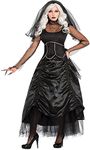 Bristol Novelty X76248 Shadow Ghost Costume | Dress, Corset, and Veil | 3pcs, mens, Black, UK size 10-14