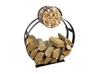 Garden Pride Log Holder/Firewood Rack with kindling holder - Ideal for carrying and storing logs it's an essential fireplace accessory - Circle Design