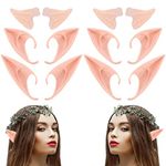 HKFUON Fairy Pixie Elf Ears Cosplay Latex Soft Pointy Ear Tips, Small & Short & Long Elven Vampire Fake Ear for Women Men Halloween Christmas Party Dress Up Costume Masquerade Accessories (6 pairs)