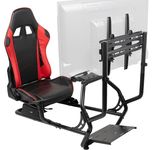 VIVO Racing Simulator Cockpit with TV Mount, Wheel Stand, Gear Mount, Chair and Frame Only, Fits Logitech, Thrustmaster, Fanatec, Compatible with Xbox One, Playstation, VESA 400x400, STAND-KIT-RACE1B