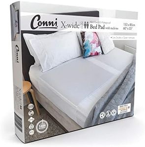 Conni X-Wide Dual Reusable Bed Pad with Tuck-ins, Absorbent, Waterproof and Washable Protector Pad for Incontinence, Bed Wetting and Perspiration, White, 153 x 85 cm