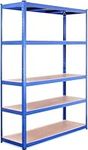 G-Rack Garage Shelving Unit - 180cm x 120cm x 45cm Single Bay, Galvanised Steel 5 Tier Unit - 875kg Load Capacity (175kg per Shelf) - Heavy Duty Storage Shelves with MDF Boards & Non-Slip Rubber Feet