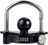 TOPSHINE Trailer Hitch Lock Universal Ball Tow Coupler Security Lock Anti-Theft Combination Lock Fits 1-7/8", 2", and 2-5/16" Couplers for Towing Trailers Caravans, Black