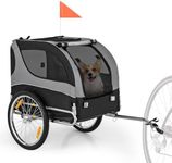 PETSITE Dog Bike Trailer, Dog Cart for Bicycle with 3 Breathable Mesh Entrances, Safety Flage, Easy Folding Pet Carrier with Quick Release Wheels, Pet Bike Trailer for Small & Medium Sized Dogs