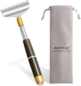 Aznrszy Large Back Scratcher for Women Men Extendable, Extra Wide Claw/Anti-Slip Long Handle/Massage Roller, Portable Metal Head Body Hand Scratcher Massager Tool