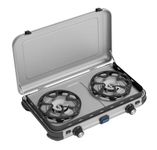 Campingaz Camping Kitchen 2 Maxi CV Portable Camping Stove | 2-Burner Outdoor Cooking Stove with Piezo Ignition, FlameGuard Wind Protection & Carry Lid | Compact Travel Cooker for Camping & Picnics
