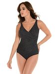 Miraclesuit Pin Point Oceanus One-Piece, 14, Black/White