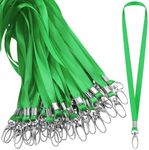 Glarks 50Pcs Lanyards Bulk Green Lanyard Flat Nylon Clip Swivel Hooks ID Badges Lanyard with Clip for Office ID Badges Key Chains