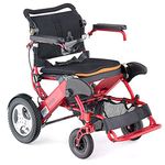 Motion Healthcare Foldalite Trekker Powerchairs - Electric Motorized Wheelchair for Adults with Treaded Rear Wheels, Red