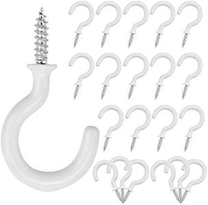 AFASOES 50 Pz Ganci Avvitabili Bianco Gancio a Vite per Rivestimento Ganci per Soffitto Rivestiti in Plastica per Appendere Tazza e Piante