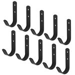 TSSS 10 PCS 108 x 62mm Heavy Duty Steel J Hooks Black Utility Hook, Clothes Coat Rack Single Hook Wall Mounted, for Storage Hanging, Headphones Holder, Steel Thickness 3mm, Max Load 20kg