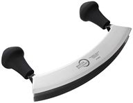 Mercer Culinary Double Blade Rocking Mezzaluna Knife with 2 Knob Handles, 8", Stainless Steel