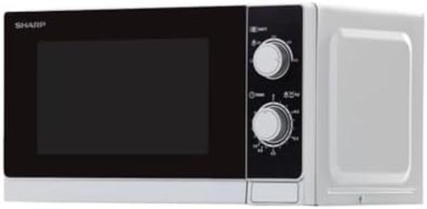 Sharp R200INW Solo-Mikrowelle / 20 L / 800 W / 5 Leistungsstufen / Timer von 35 Minuten bis 00 Sekunden / gewichtgesteuertes Auftauen / Energiesparmodus / Glasdrehteller (25,5 cm) / silber