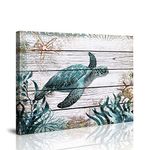 Bathroom Wall Decor Ocean Sea Wall Art Green Turtle Pictures Artwork Painting Ocean Decor Canvas Prints Nautical Bathroom Art Pictures Canvas Wall Art Decor Canvas Framed Prints Bedroom Ready to Hang