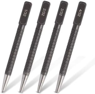 4-Piece Center Punch Set (1/32", 2/32", 3/32", 4/32") Hardened Steel Precision Punch & Nail Set Tool Kit for Metalworking, Woodworking & Drilling