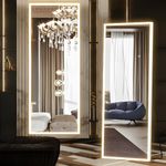 NEUWEABY LED Full Length Mirror 63"x20" Floor Mirror Large Body Rectangle Mirror for Bedroom Living Room Standing Hanging or Leaning Against Wall Aluminum Alloy Frame