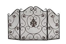 Deco 79 Metal Fire Screen, Black