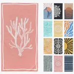 FESHKA Sand Free Turkish Beach Towel (37 x 67) Quick Dry Bath Towel, Oversized Beach Blanket, Lightweight for Travel - Made with 100% Organic Turkish Cotton - Coral (Pink)