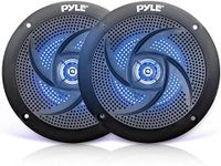 Pyle Marine Speakers - 5.25 Inch 2 Way Waterproof and Weather Resistant Outdoor Audio Stereo Sound System with LED Lights, 180 Watt Power and Low Profile Slim Style - 1 Pair - PLMRS53BL (Black)