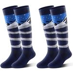 Highcamp 2 Pairs Kids Merino Wool Ski Snowboard Socks Boy Toddler Snow Socks/Alps Navy, S