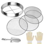 Tysun Garden Potting Mesh Sieve, Stainless Steel Soil Sieve Set Mix Soil Filter,4 Interchangeable Mesh Sizes (3, 6, 9, 12mm)