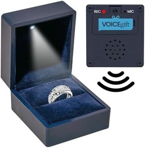 VOICEGIFT Caja de anillos grabable con luz LED, graba voz, música y múltiples mensajes hasta 60 segundos, uso para ocasiones especiales, compromisos o celebración de boda (azul medianoche)