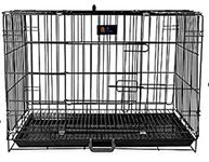 Woofy Dog Cage - Powder Coated, Double Door Folding Metal Cage/Crate/Kennel with Removable Tray and Paw Protector for Dogs, Cats and Rabbits (Black, 36 Inch)