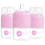 PopYum 5 oz Pink Anti-Colic Formula Making/Mixing/Dispenser Baby Bottles, 3-Pack (with #1 nipples)