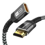 BlueRigger HDMI Extension Cable (15FT, 8K 60Hz, 4K 120Hz Braided HDMI Extender Cord, 2.1 Ultra High Speed 48Gbps) - Compatible with MacBook Pro 2021, Xbox Series X, Roku, PS5, Switch, Chromecast