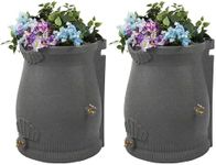 Good Ideas Rain Wizard 50 Gallon Rain Saver Barrel Water Storage Urn with Planter Space and 2 Brass Spigots, Light Granite (2 Pack)