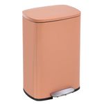 FDW 13 Gallon/50 L Garbage Can Kitchen Trash Can with Lid for Office Bedroom Bathroom Step Trash Bin Fingerprint-Proof Brushed (Pink)