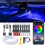 Interior Car LED Strip Lights, RGB 16 Million Color 9 in 1 Ambient Lighting Kit with 236 inches Fiber Optic, Music Mode Inside Car Lighting Accessories with Wireless APP Control (No Remote)