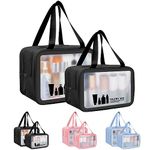 MAANGE Toiletry Bag for Women Men, Wet & Dry Travel Toiletries Bag with Handle Waterproof Translucent Makeup Cosmetic Bag for Accessories Toiletries Christmas Gift (Black)