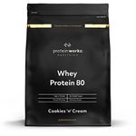 Protein Works - Whey Protein 80 (Concentrate), Low Calorie Protein Shake, Whey Protein Shake, 16 Shakes, Cookies 'n' Cream, 500g