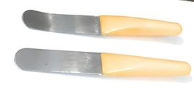 GPLUS Dental Plaster Spatula Set (Straight & Curved) With Plastic Handle