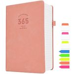 UIRIO EXTRA THICK Notebooks and Journals - College Ruled Notebooks for School - 365 Numbered Pages Year-Round Use - 100 GSM Premium Lined Paper Daily Journals for Women, Men, Work, Writing (Pink, A5)