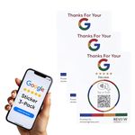 Google Review Sticker (3-Pack)- Large 3.5” x 4.75” - Custom NFC Card Review Sticker with QR - For Stores, Restaurants, or any Business - Reusable - Powered by Review Highway