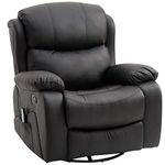 HOMCOM PU Leather Massage Recliner Chair with 8 Points and Heat, Manual Reclining Chair with Swivel Base, Footrest and Remote, Rocking Armchair, Black